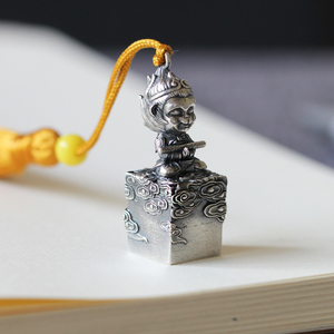 00奢遇珠宝旗舰店天猫lrer/奢遇纯银吊坠男项链 齐天大圣孙悟空斗战