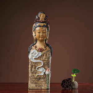 石湾陶瓷艺术品家居电视酒柜门客厅饰品镇宅观音佛堂佛像创意摆件