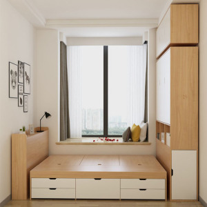 榻榻米床衣柜一体组合1.2m多功能小户型高箱储物双人床卧室可定制