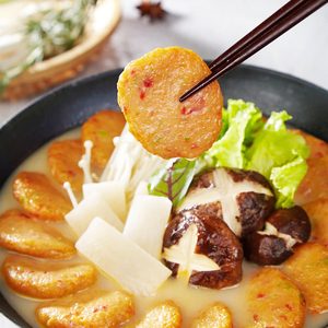 东南亚风味泰式鱼饼鱼丸涮火锅丸子速冻食品饭店食材油炸炒菜500g