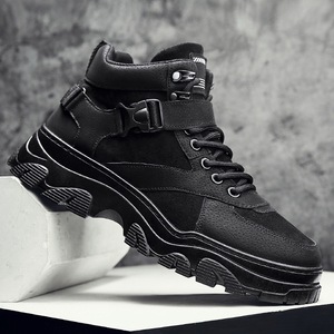 安踏同款秋冬季马丁鞋男中帮战狼男鞋增高休闲运动工装鞋男士高帮