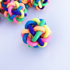 宠物七彩铃铛球 鹦鹉鸟玩具球铃铛玩具橡胶球 小鸟磨牙啃咬