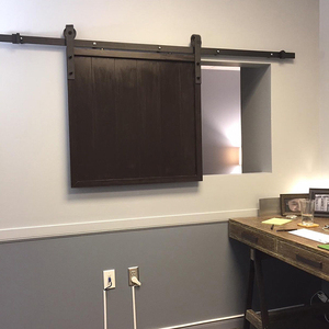 实木迷你谷仓门电视背景墙装饰门小窗口推拉门传菜口窗门浴室柜门