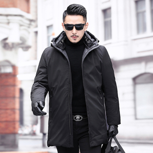 京东维品会特卖男装品牌折扣店羽绒服加厚中年外套连帽保暖双面穿
