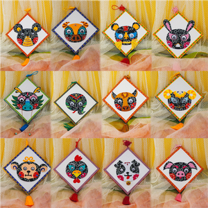 中国风十二生肖原创创意手工diy传统布艺贴画儿童材料包成品装饰