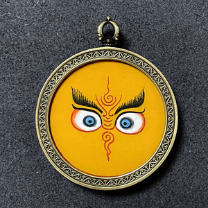 随身佛眼嘎乌盒般若眼手绘挂件绿度母西藏小唐卡吊坠