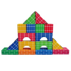 儿童益智纸砖头长方形正方形拱型三角形纸砖块幼儿园搭造构建积木