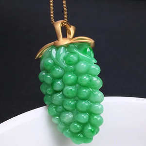 翡翠老头珠宝玉石黄金冰种葡萄吊坠缅甸硕果累累18k金镶嵌天然a货