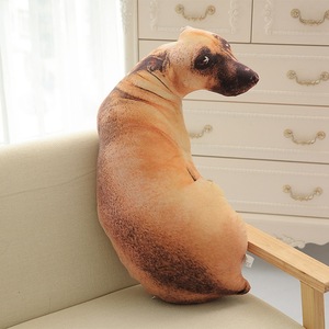 创意狗狗抱枕3D仿真哈士奇靠垫二哈回头看的狗毛绒玩具狗头公仔
