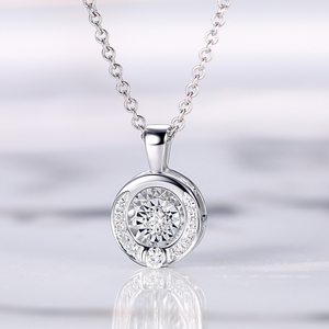 【新粉必入】喜钻 白18k金灵动钻石吊坠女简约显钻项链时尚锁骨链