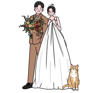 婚礼q版手绘头像定制卡通人物结婚纱照人形立牌设计稿制作迎宾牌