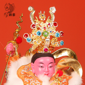 三太子神像束发冠中坛元帅铜合金紫金冠齐天大圣神像帽冠凤尾束冠