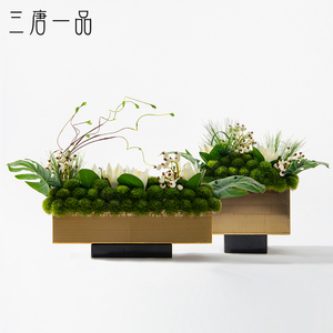 现代新中式高端仿真帝皇花艺酒店餐桌前台端景售楼处绿植假花摆花