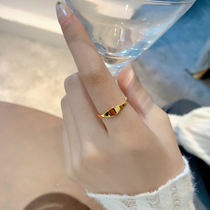 小金食指戒指女小众设计18k金装饰时尚个性高级感钛钢不掉色2024
