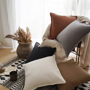 日式纯色棉麻素色靠垫枕枕靠垫沙发床头靠枕居家枕办公室腰靠多色