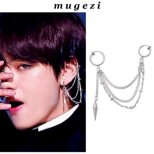 防弹少年团金泰亨同款耳链耳环男双耳洞多层连体流苏耳坠耳夹女潮