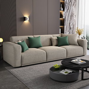 新款北欧轻奢客厅高档乳胶小户型棉麻科技布艺可拆洗组合直排沙发