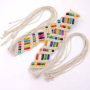波西米亚风 蜡绳全手工编织女士腰带，女 编织带 民族风 裙带彩色
