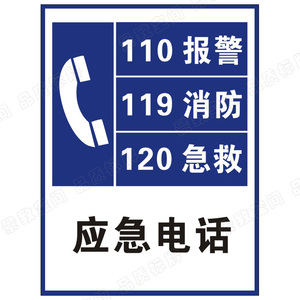 应急电话/贴纸/消防标志牌/雪弗板标识牌/验厂标识/消防安全牌