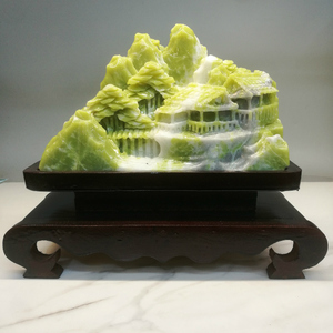 爱上玉雕淘宝辽宁天然玉石岫玉摆件大小原石料雕刻山水镇宅招财家居