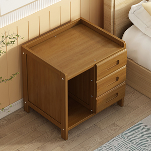 床头柜现代简约楠竹色家用简易小型置物架卧室床边收纳储物小柜子