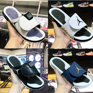 aj6黑金运动休闲aj5拖鞋男纯白情侣凉鞋女aj11变色龙魔术贴沙滩鞋