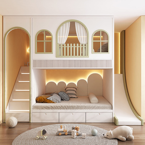 giguo积果品牌儿童房全屋定制滑梯床上下铺双层床高架床加高护栏