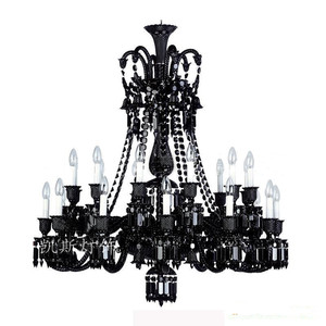 奢华黑色水晶吊灯欧式客厅水晶吊灯餐厅玻璃弯管吊灯酒店灯