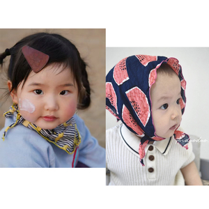 韩国进口儿童宝宝夏季纯棉纱布薄款透气大号三角巾口水巾护脖头巾