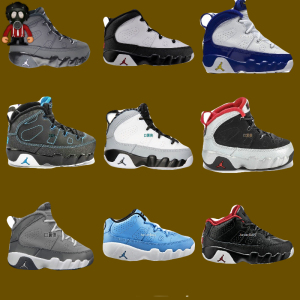 美国现货air jordan 9 aj9乔9北卡黑色红色原色男女小童鞋中童鞋