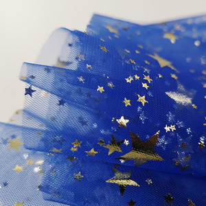 星空纱星星纱烫金网纱布料白蓝色背景布装饰拍照服装亮片纱布婚庆