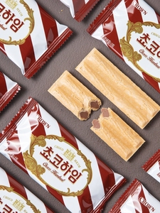 韩国进口零食克丽安奶油巧克力榛子味威化夹心饼干142g/284g