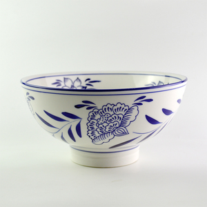 陕西西安青花大碗油泼面碗大老碗臊子面碗商用复古老式面碗高脚碗