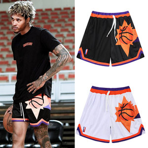 太阳队乌布雷美式篮球运动短裤男勇士库里森林狼复古带内衬五分裤