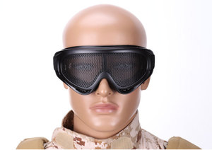 X400网状风镜 户外战术眼镜 铁网安全护目镜 抗冲击登山CS防护镜