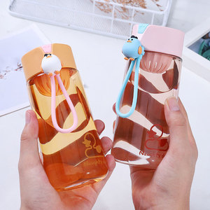 创意淘气鸭造型太空杯便携硅胶提绳随手杯学生可爱少女心花茶杯子