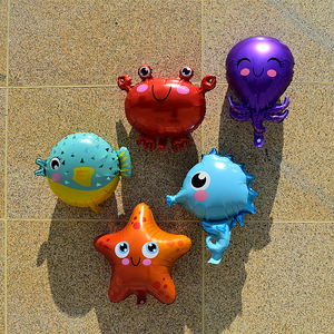 海洋动物造型气球河豚海星螃蟹海马章鱼气球儿童生日装饰桌飘气球
