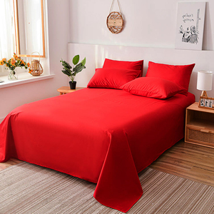 100%纯棉大红色床单单件结婚庆被单1.8m双人床纯色全棉榻榻米炕单