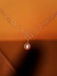 akoya天然海水小珍珠极光闪蕾丝项链女编织珠珠链轻奢时尚锁骨链