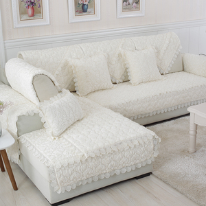 欧式白色毛绒沙发垫布艺简约蕾丝沙发巾单人靠背垫客厅沙发套防滑