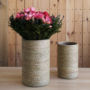 干花草编花瓶插花编织手工摆件花桶家居客厅家用桌面装饰藤编花瓶