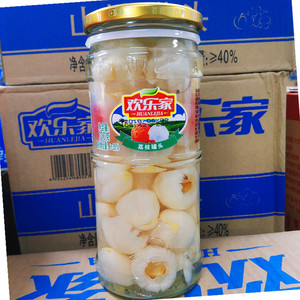 欢乐家荔枝罐头700gx4罐新鲜砀山糖水荔枝水果罐头大罐玻璃装整箱