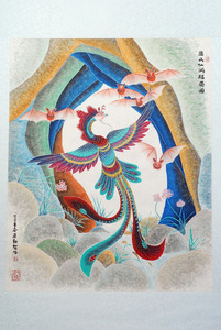 764海报印制展板写真喷绘贴纸素材3142凤阳凤画龙凤画装饰海报