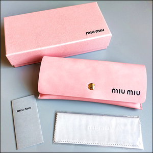 新款粉色miumiu眼镜盒缪缪太阳镜墨镜盒子皮质光学近视盒包装便携