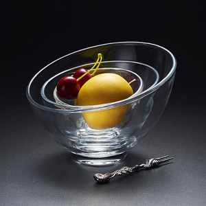 斜口水晶玻璃碗沙拉捞汁小海鲜大号创意冰淇淋透明调料小料盘小碗