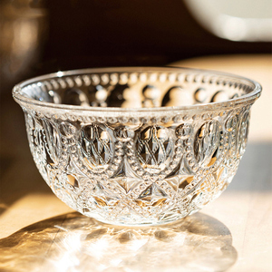 水晶小碗透明玻璃碗耐高温家用饭碗吃饭的高颜值甜品水果2024新款