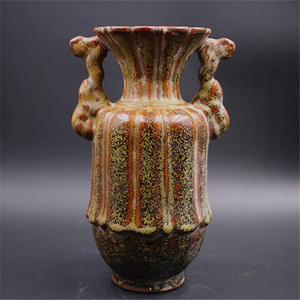 宋越窑茶叶末釉花瓶 做旧仿宋代出土古瓷器 古董古玩复古收藏摆件