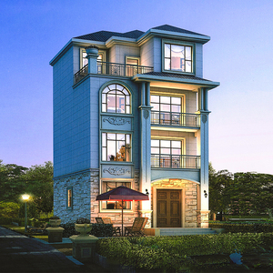 d706四层两开间小户型新农村别墅设计图纸乡下网红自建房带露台全