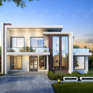 b846二层豪华现代简约平顶农村别墅乡村自建房设计图纸带阳台洋房