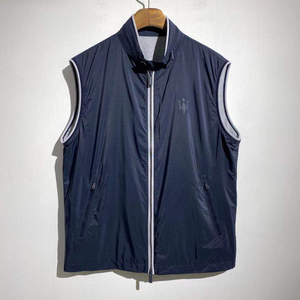 21春夏新款外贸精品男装三叉戟印花立领无袖夹克外套男士轻薄马甲